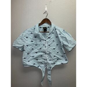 Vintage Womens Aladdin Shirt Her Universe Disney Lamp Button Down Top Tee Large